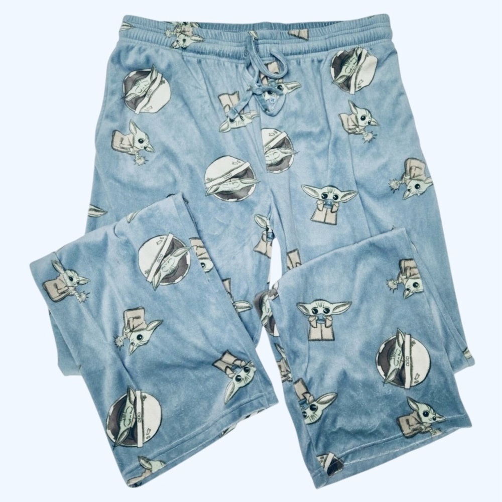 Star Wars Men’s PJ Pants 2XL | Grogu Baby Yoda | Velour Fleece Lounge Bottoms